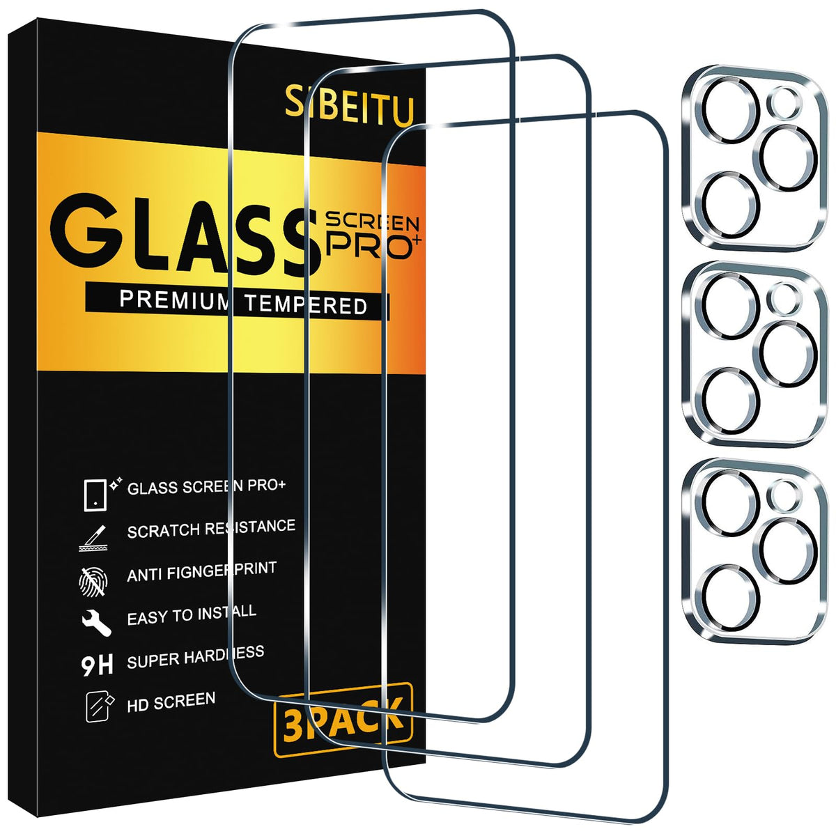 SIBEITU 3+3 Pack Screen Protector for iPhone 17 6.3 Inch Tempered Glass