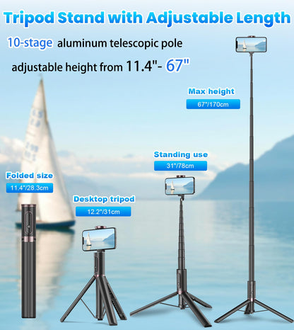 TONEOF MagFlex 68 Tripod Selfie Stick - Beige Gray - Small Enterprise