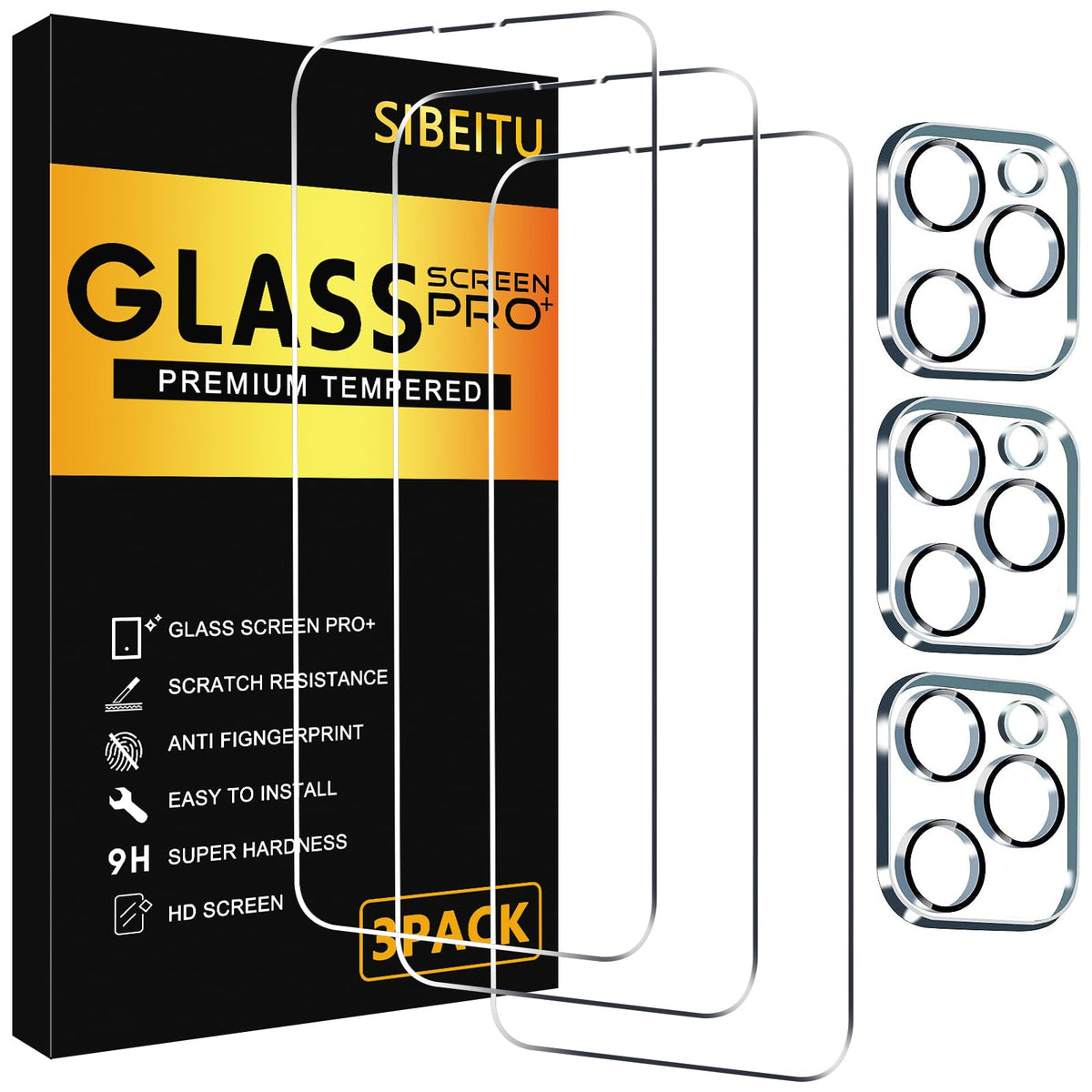 SIBEITU 3+3 Pack Screen Protector for iPhone 17 6.3 Inch Tempered Glass