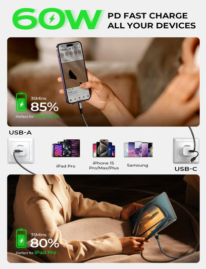 AINOPE 10FT Fast Charge USB C Cable & Adapter - Small Enterprise