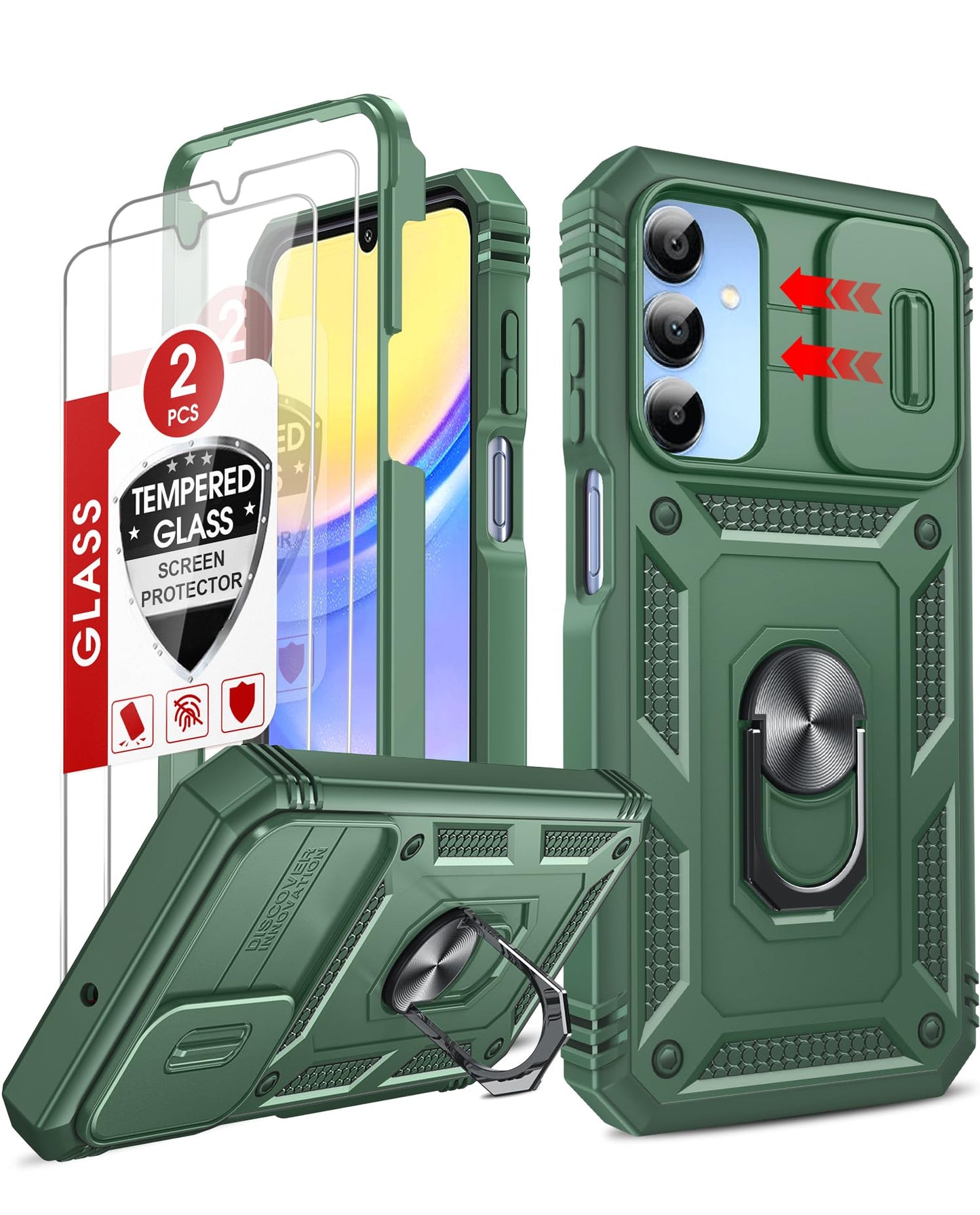 LeYi for Samsung Galaxy S25-FE Case: Samsung S25FE Case with 2 PCS Screen Protector, Slide Camera Cover & Magnetic Stand, Military-Grade Active Outdoor Daily Protection Funda Samsung S 25 FE, Black