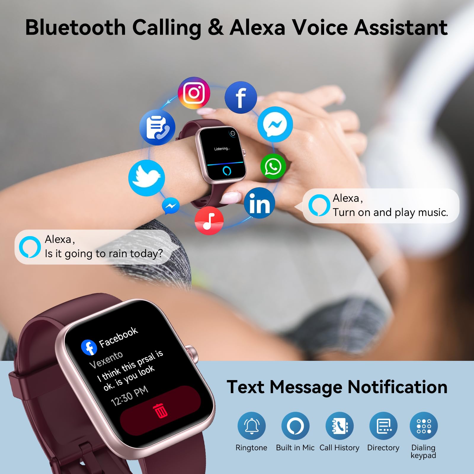 FitSmart Alexa Watch: HD Touchscreen & Health Tracker - Small Enterprise