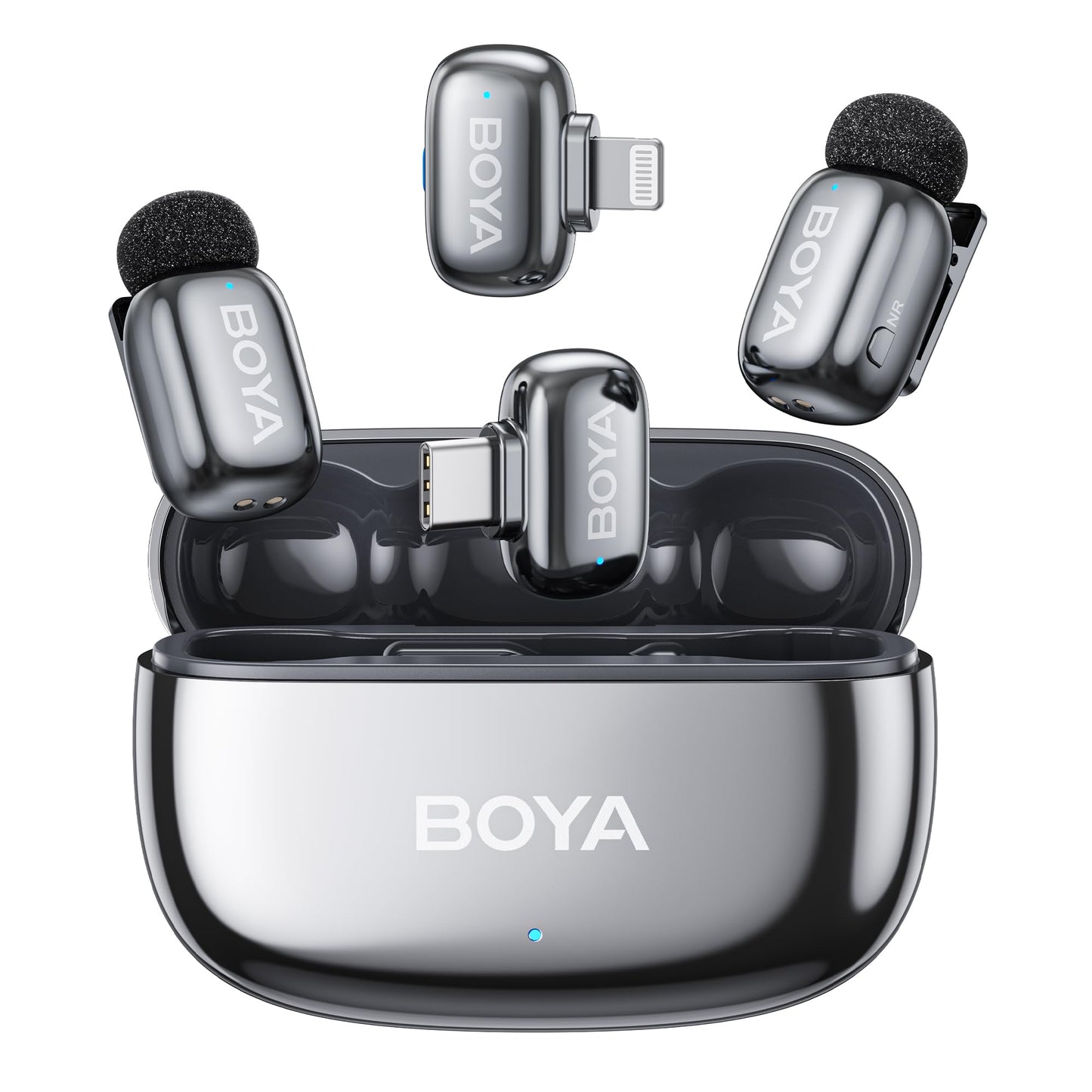 BOYA mini 2 Wireless Lavalier Microphones for iPhone 15/16/17 & Android, AI Noise Cancellation, App Control, 30H Battery Life with Charging Case, Lapel Microphone Wireless for Video Recording Vlogging
