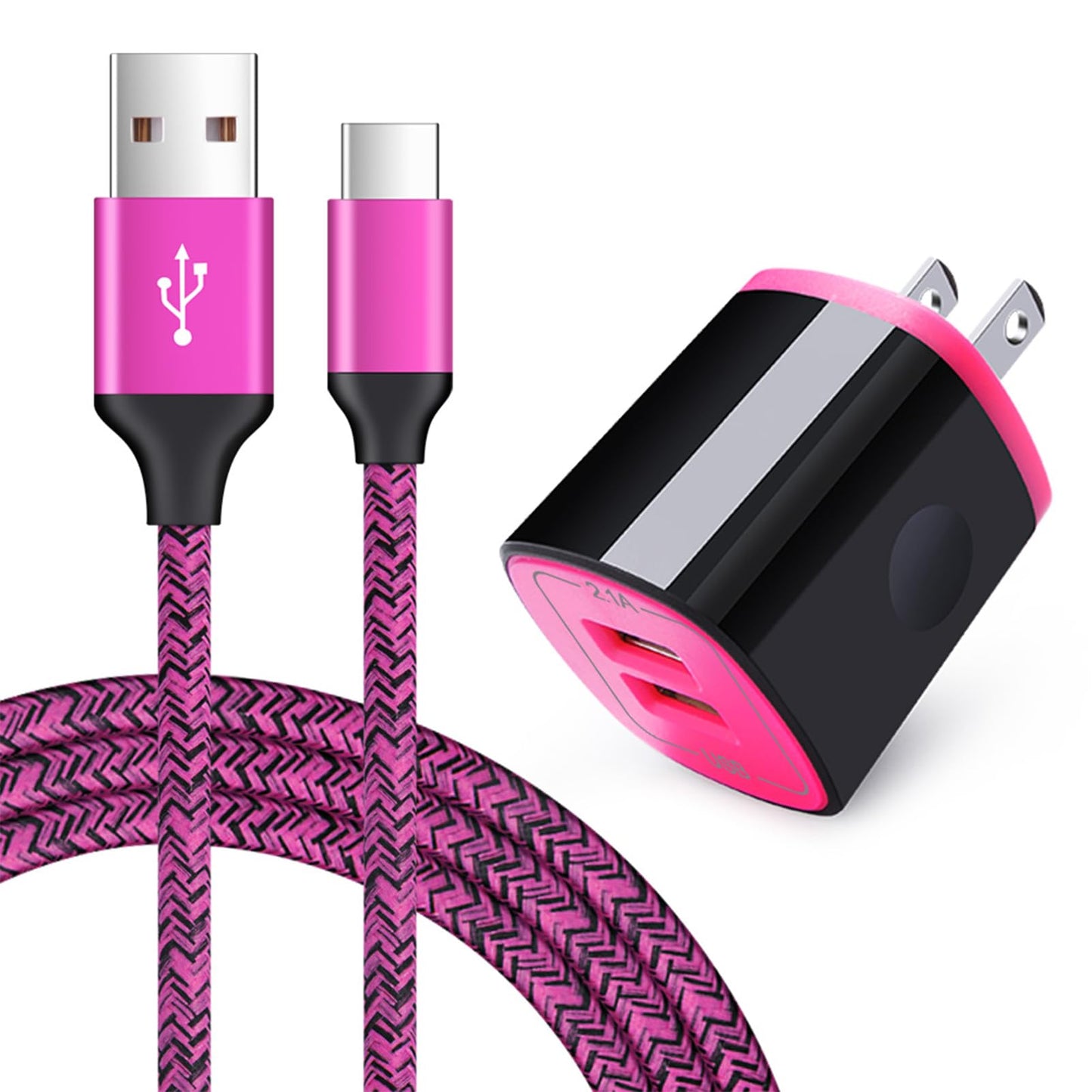 USB C Charger, AndHot Dual Port 2.1A Charger Block Plug+6ft Type C Fast Charging Cable for Samsung Galaxy S26 S25 S24 S23 S22 S21 S20 Note20 A57 A37 A17 A56 A16 A25 A35 A55 A15 A54 A14 A13 A23 A53 A32