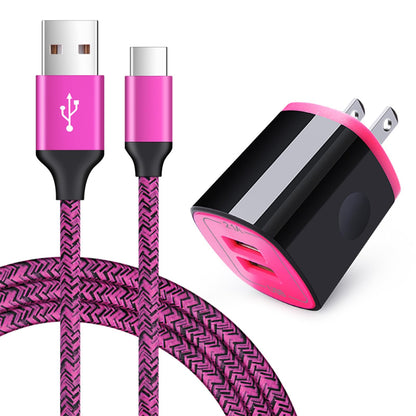 USB C Charger, AndHot Dual Port 2.1A Charger Block Plug+6ft Type C Fast Charging Cable for Samsung Galaxy S26 S25 S24 S23 S22 S21 S20 Note20 A57 A37 A17 A56 A16 A25 A35 A55 A15 A54 A14 A13 A23 A53 A32