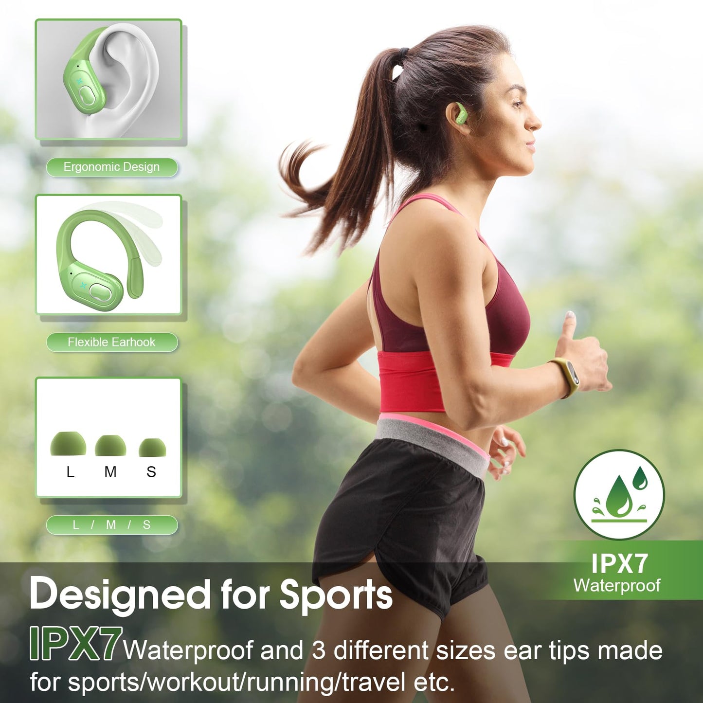 Wireless Earbuds 75hrs Bluetooth 5.4 Sport
