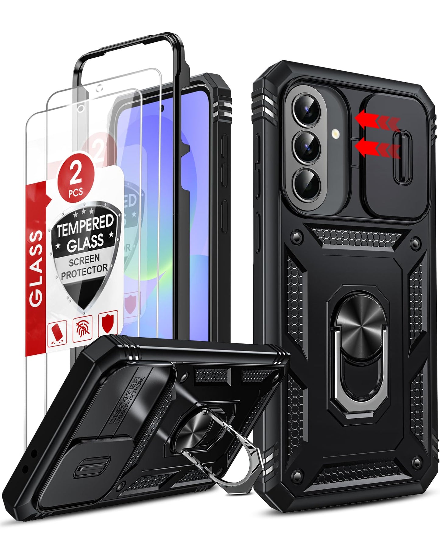 LeYi Samsung S25 FE Case with Camera Cover & Stand