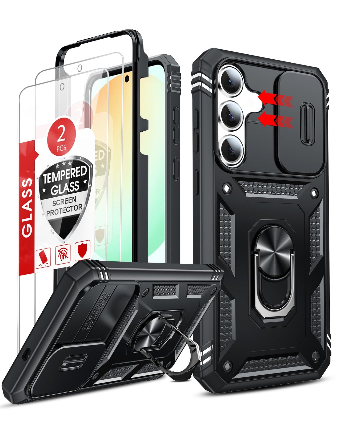 LeYi Samsung S25 FE Case with Camera Cover & Stand
