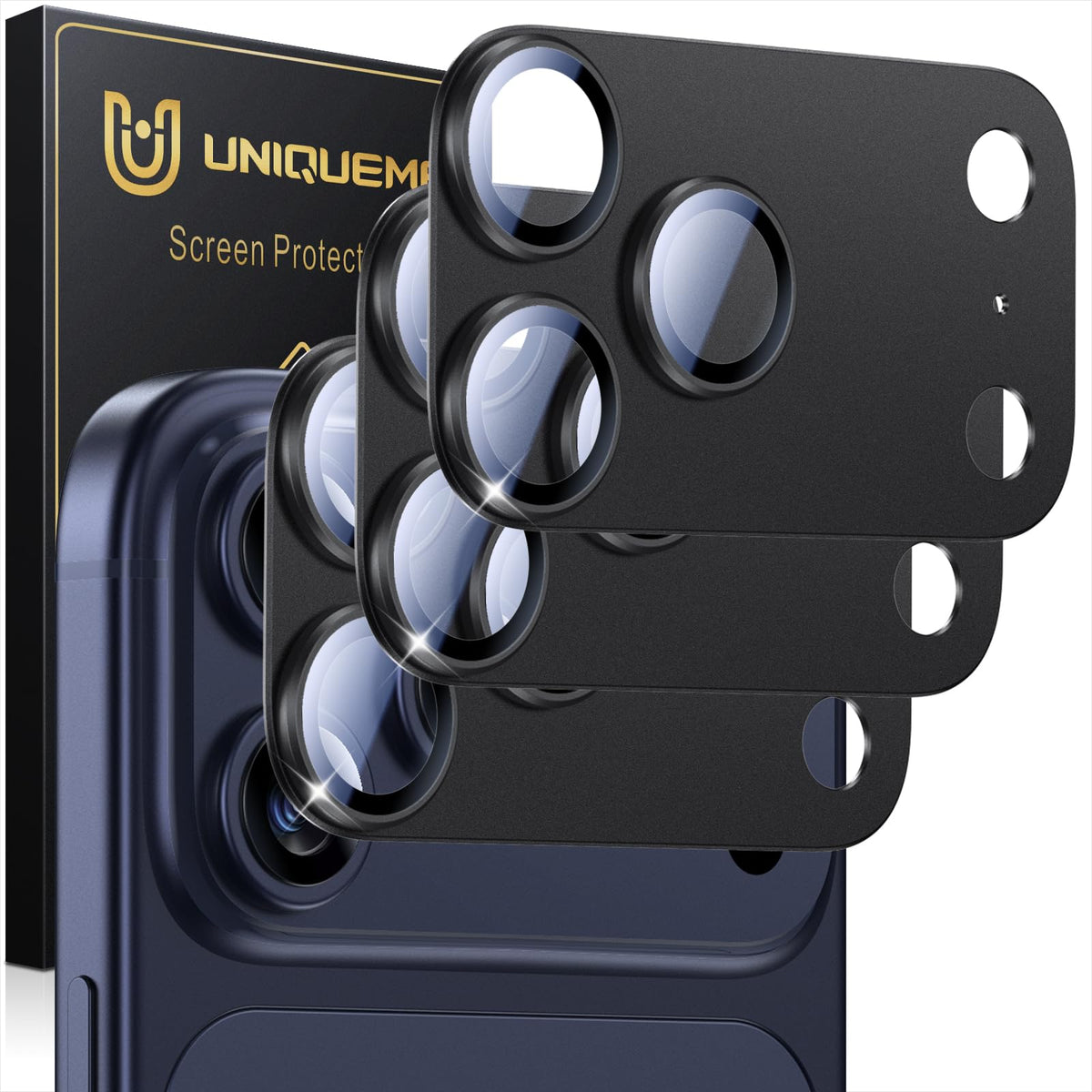 UniqueMe for 3 Pack iPhone 16 Pro/iPhone 16 Pro Max Camera Lens Protector