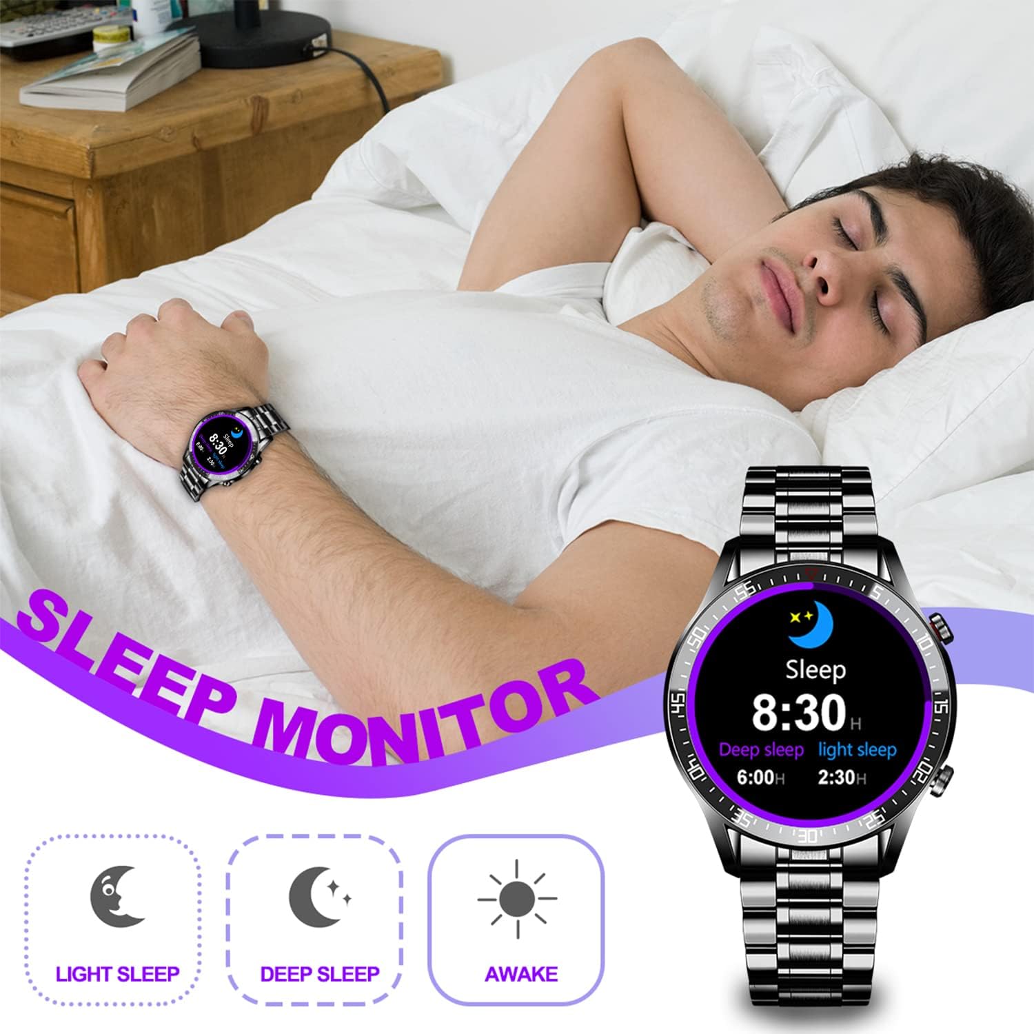 Smart Watches for Men, Fitness Tracker with GPS and Pedometer, Dial/Receive Call Sports Watch, Blood Pressure/Heart Rate/Sleep Monitor, 1.3'' Full Touch Big Screen, Android and Ios Compatible