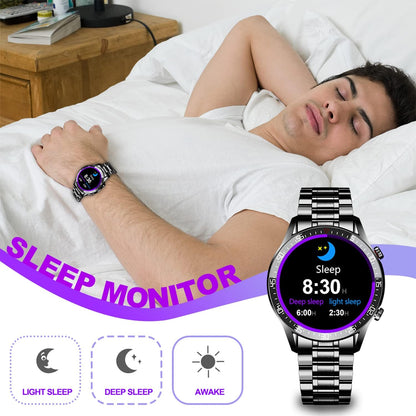 Smart Watches for Men, Fitness Tracker with GPS and Pedometer, Dial/Receive Call Sports Watch, Blood Pressure/Heart Rate/Sleep Monitor, 1.3'' Full Touch Big Screen, Android and Ios Compatible