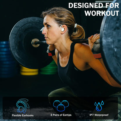 Wireless Earbuds, Sport Bluetooth 5.4 Headphones 2026 New Bluetooth Earbuds with 75Hrs Stereo, 4 ENC Mic, Noise Canceling Over-Ear Buds with Earhooks, IP7 Waterproof Earphones for Workout/Running/Gym