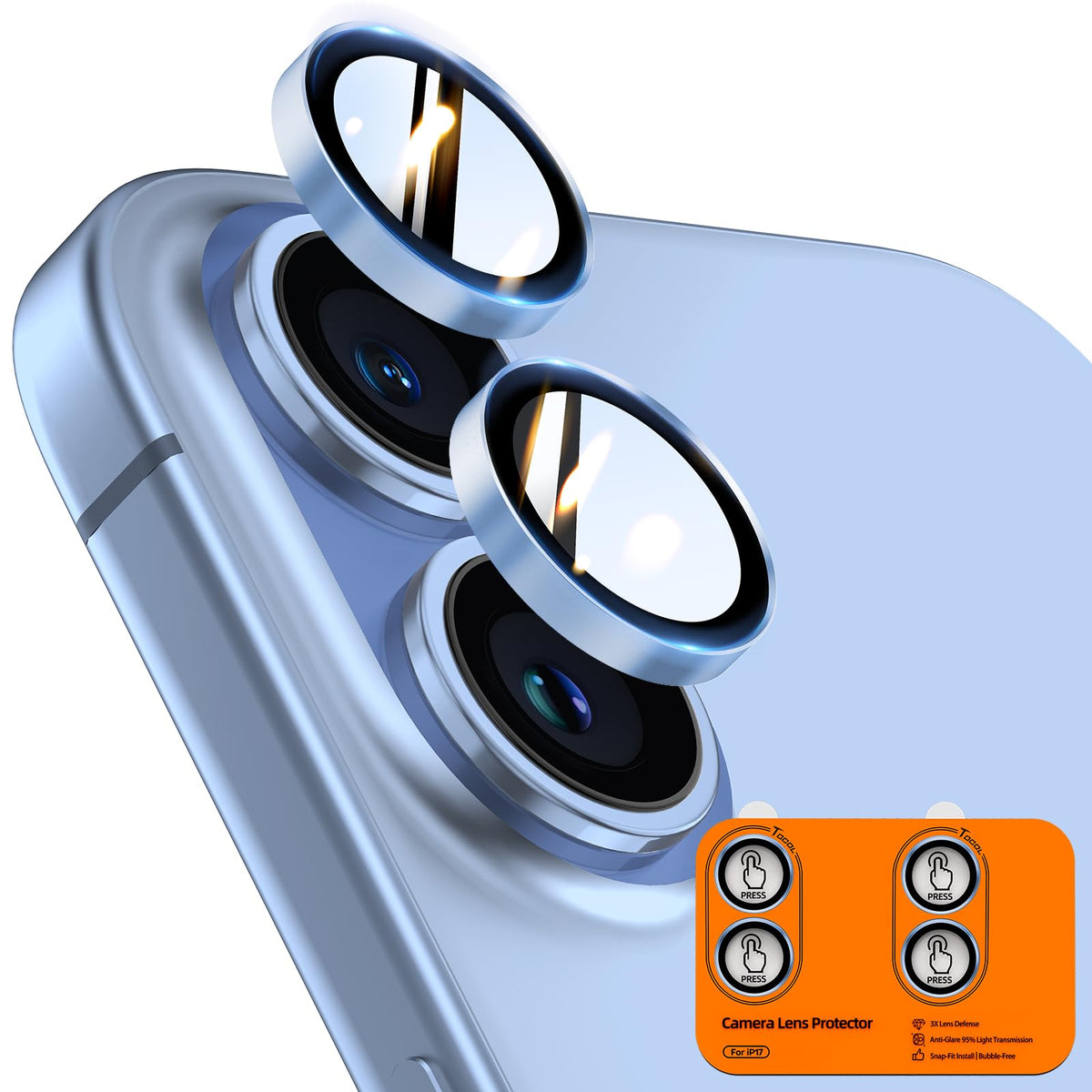 TOCOL Camera Lens Protector for iPhone 17 Tempered Glass HD Individual Scratch Resistant Camera Cover Accessories Case Friendly 2 Pack（Clear）