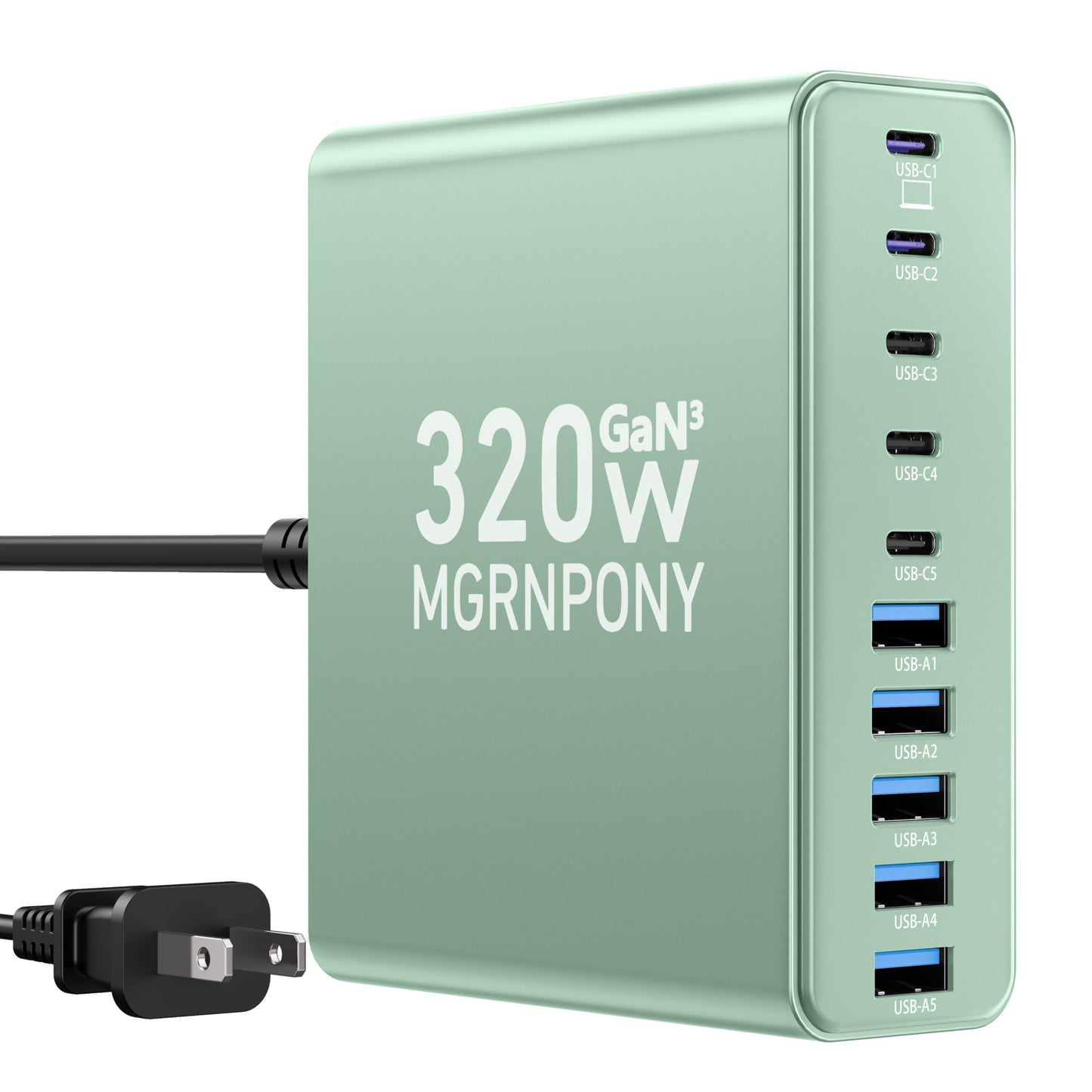 PowerHub 320: High-Speed 10-Port USB-C Charger