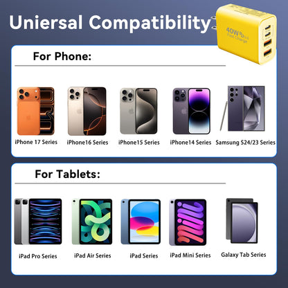 USB C Wall Charger Block, 40W USB Type C iPhone Charger Fast Charging Block