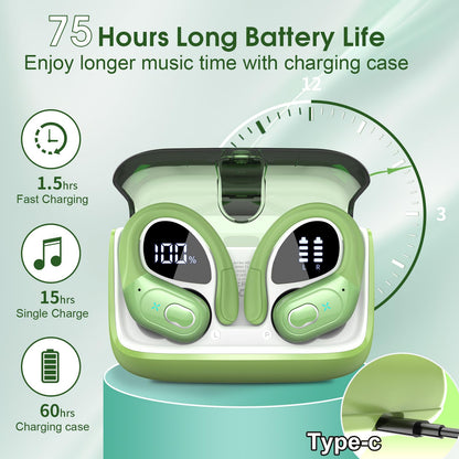 Wireless Earbuds 75hrs Bluetooth 5.4 Sport