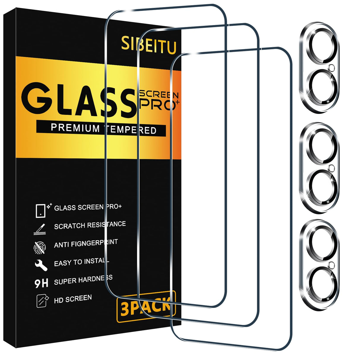 SIBEITU 3+3 Pack Screen Protector for iPhone 17 6.3 Inch Tempered Glass
