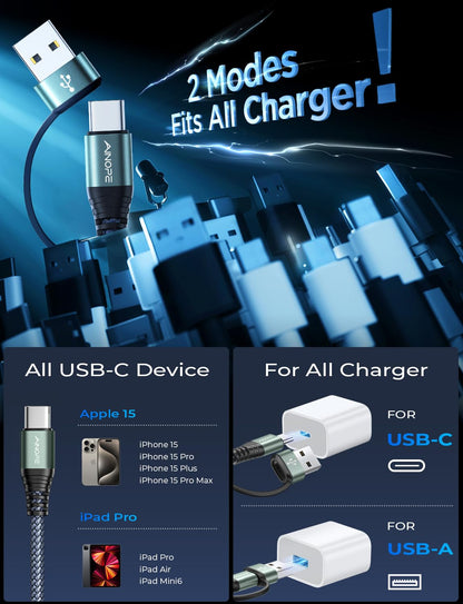 AINOPE 10FT Fast Charge USB C Cable & Adapter - Small Enterprise