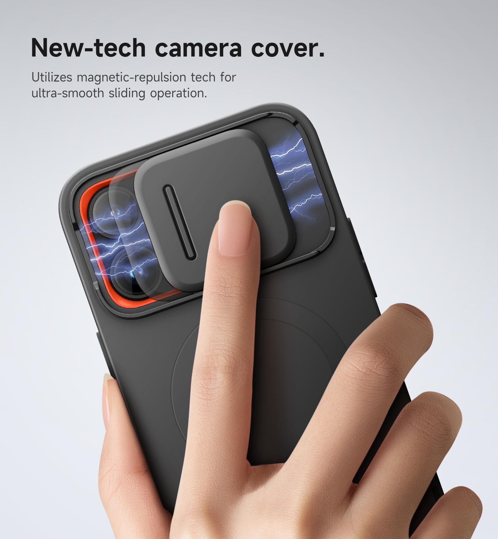 SURITCH for iPhone 14 Pro Max Case with Magnetic Camera Slide Cover and Adjustable Kickstand, Compatible with MagSafe, Shockproof Bumper Case Slim Protective Cover 6.7 Inch, Black