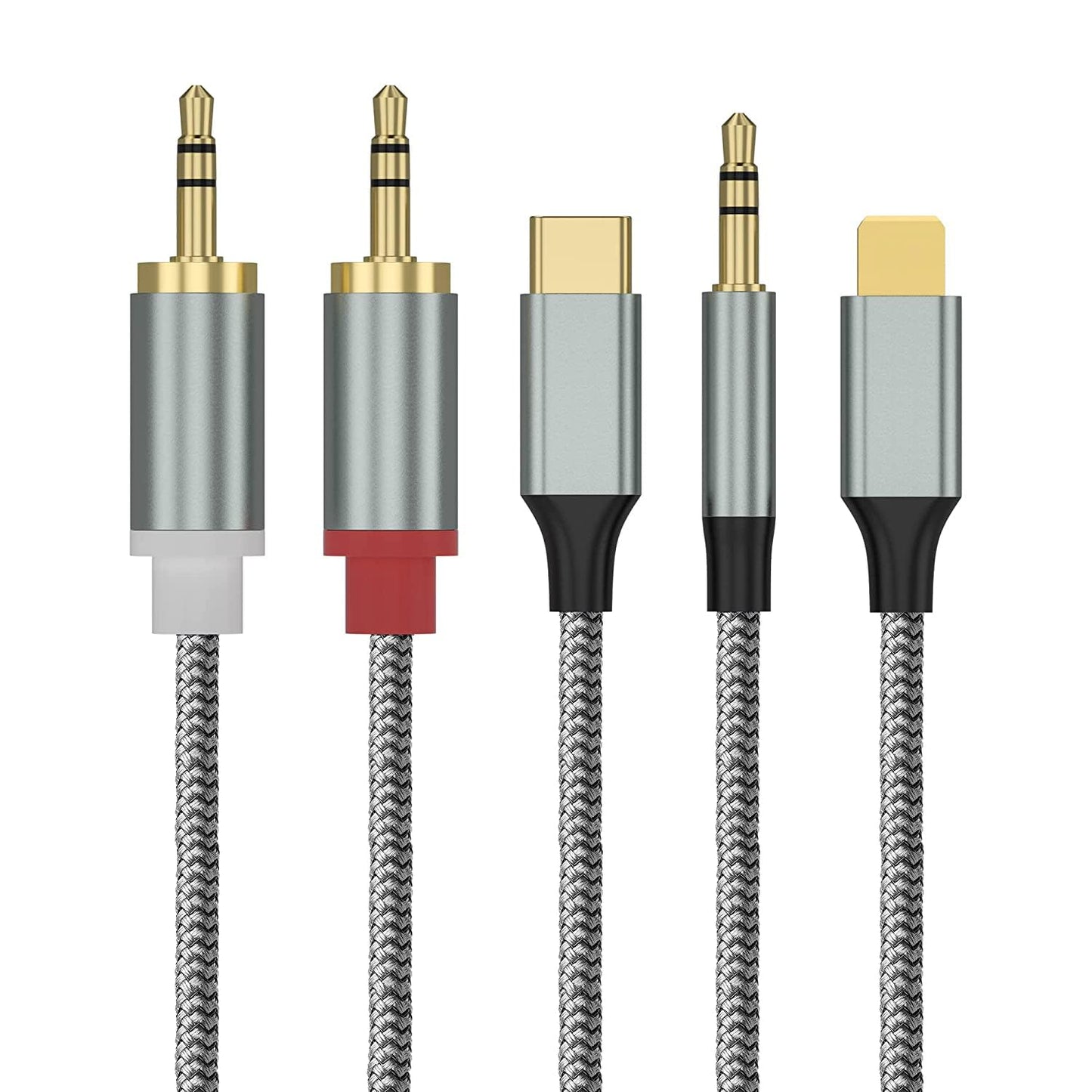 Lightning to RCA Cable Audio Aux Adapter,RCA to 3.5mm Cable，USB C to 2 RCA Audio Cable， (3 in 1 Audio Cable) for Power Amplifier, Car, Home Theater, Speaker and More(Lightning Compatible)(4.26FT)