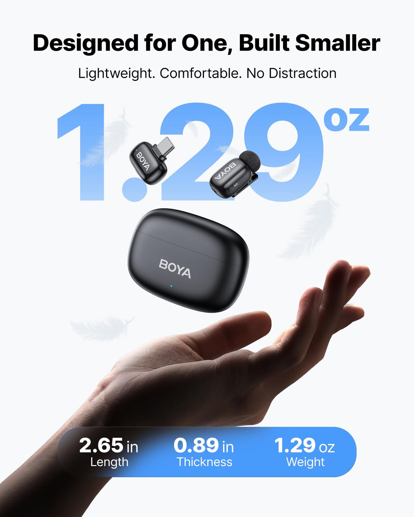 BOYA mini 2 Wireless Lavalier Microphones for iPhone 15/16/17 & Android, AI Noise Cancellation, App Control, 30H Battery Life with Charging Case, Lapel Microphone Wireless for Video Recording Vlogging