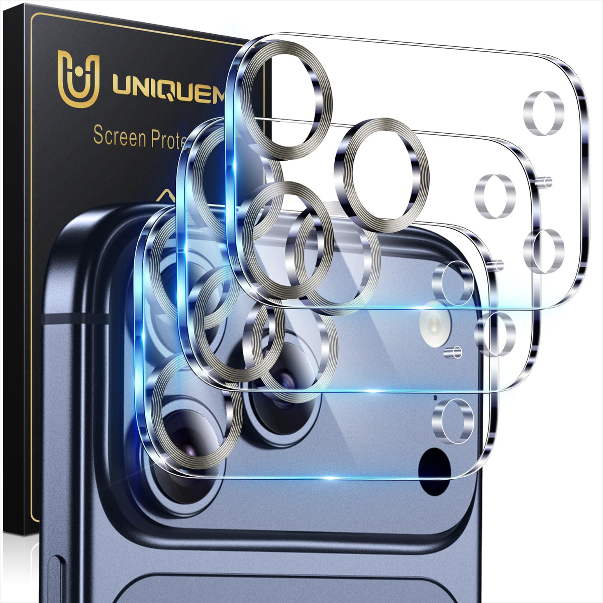 UniqueMe for 3 Pack iPhone 16 Pro/iPhone 16 Pro Max Camera Lens Protector