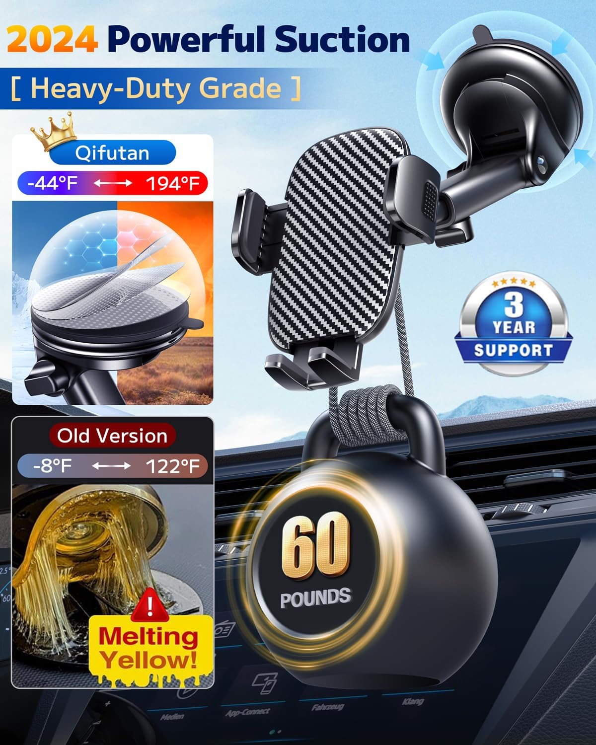 Qifutan Cell Phone Holder for Car Mount Car Vent Phone Mount, 360° Rotatable, Hands-Free Air Vent Holder for iPhone Smartphones Camera Mounts(4-7 Inch)
