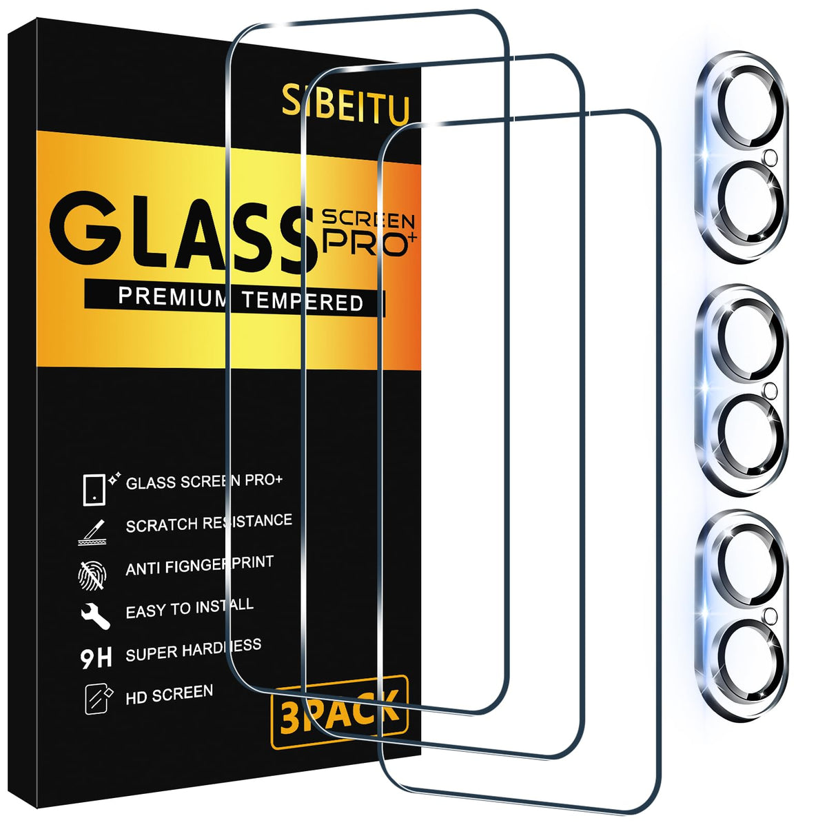 SIBEITU 3+3 Pack Screen Protector for iPhone 17 6.3 Inch Tempered Glass