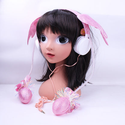 Cute And Cute Airbag Head-mounted Luminous Earphones