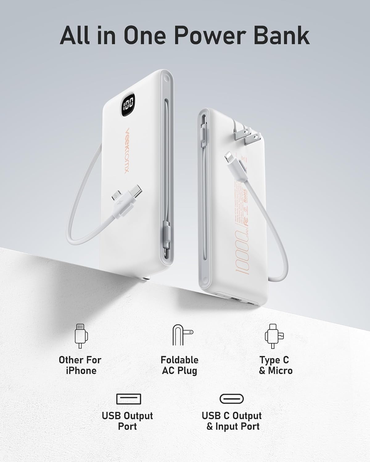 VEEKTOMX SlimCharge 10K: Ultimate Travel Power Bank - Small Enterprise