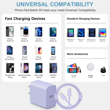 iCharge Duo: Fast USB-C Charger & 6FT Cables Pack - Small Enterprise