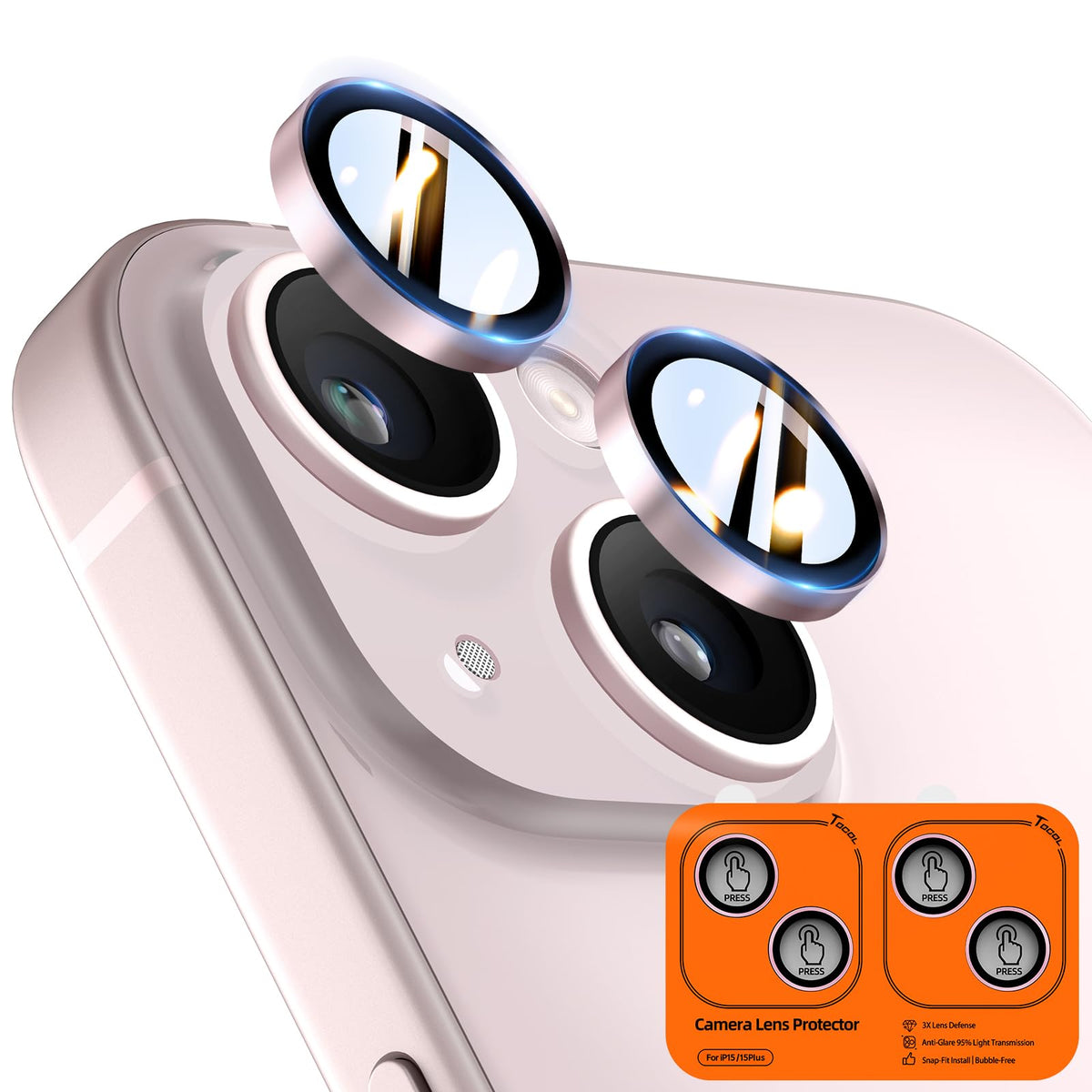 TOCOL Camera Lens Protector for iPhone 17 Tempered Glass HD Individual Scratch Resistant Camera Cover Accessories Case Friendly 2 Pack（Clear）