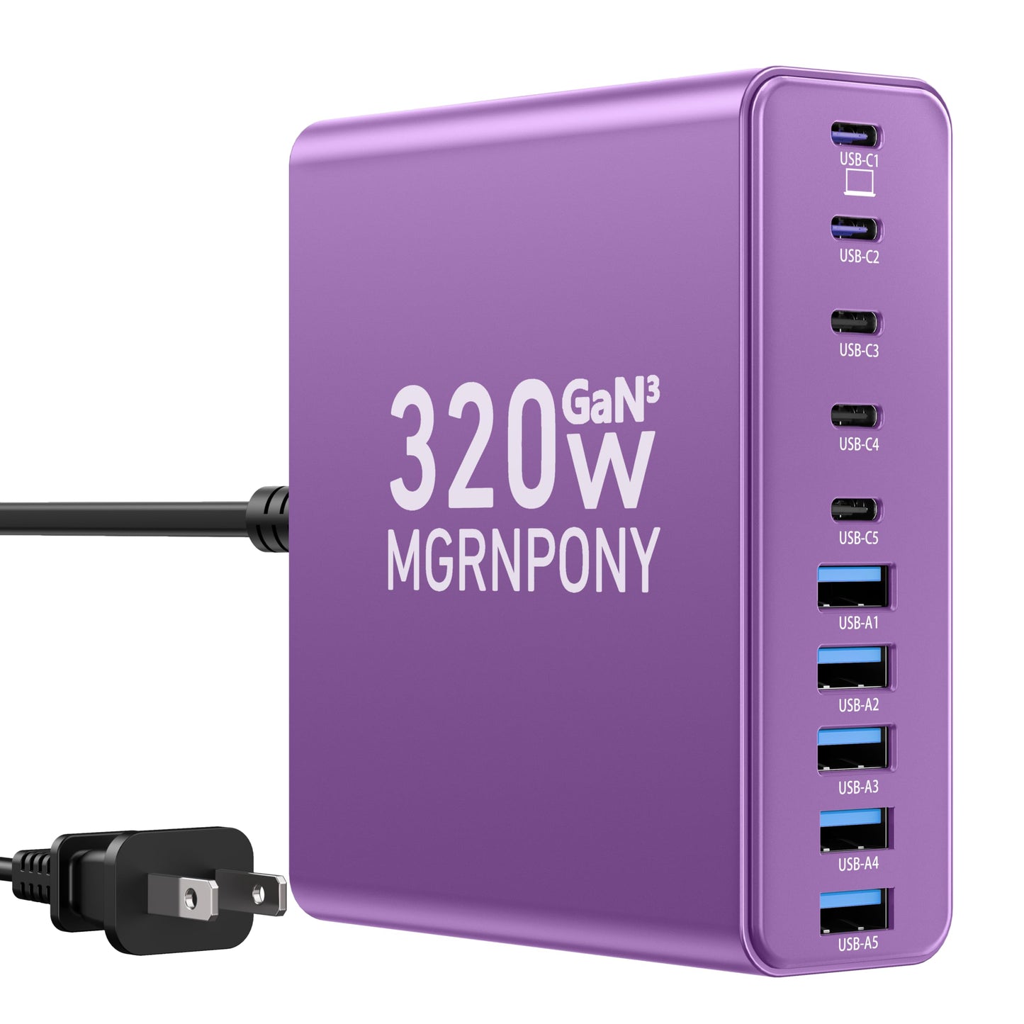 PowerHub 320: High-Speed 10-Port USB-C Charger