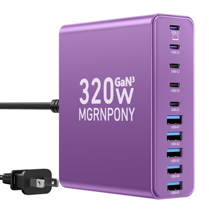 PowerHub 320: High-Speed 10-Port USB-C Charger