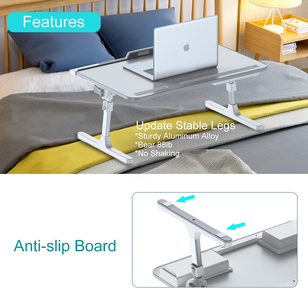 FlexiFold XL: Adjustable Laptop Tray for Bed & Sofa