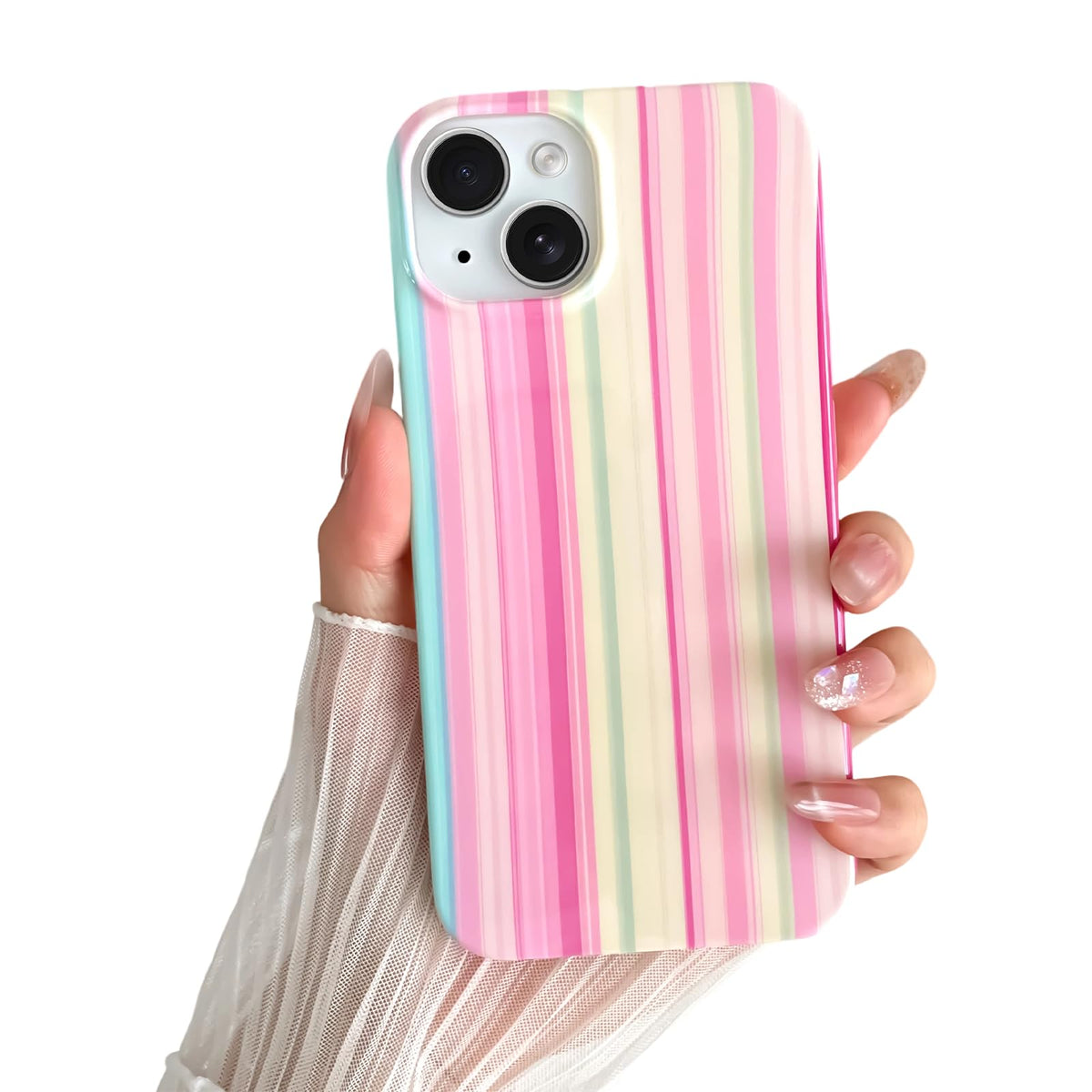 Yeddabox for iPhone 17 Pro Max Case Cute Striped Phone Case Soft TPU Slim Shockproof Phone Cover for Women Girls, Pink