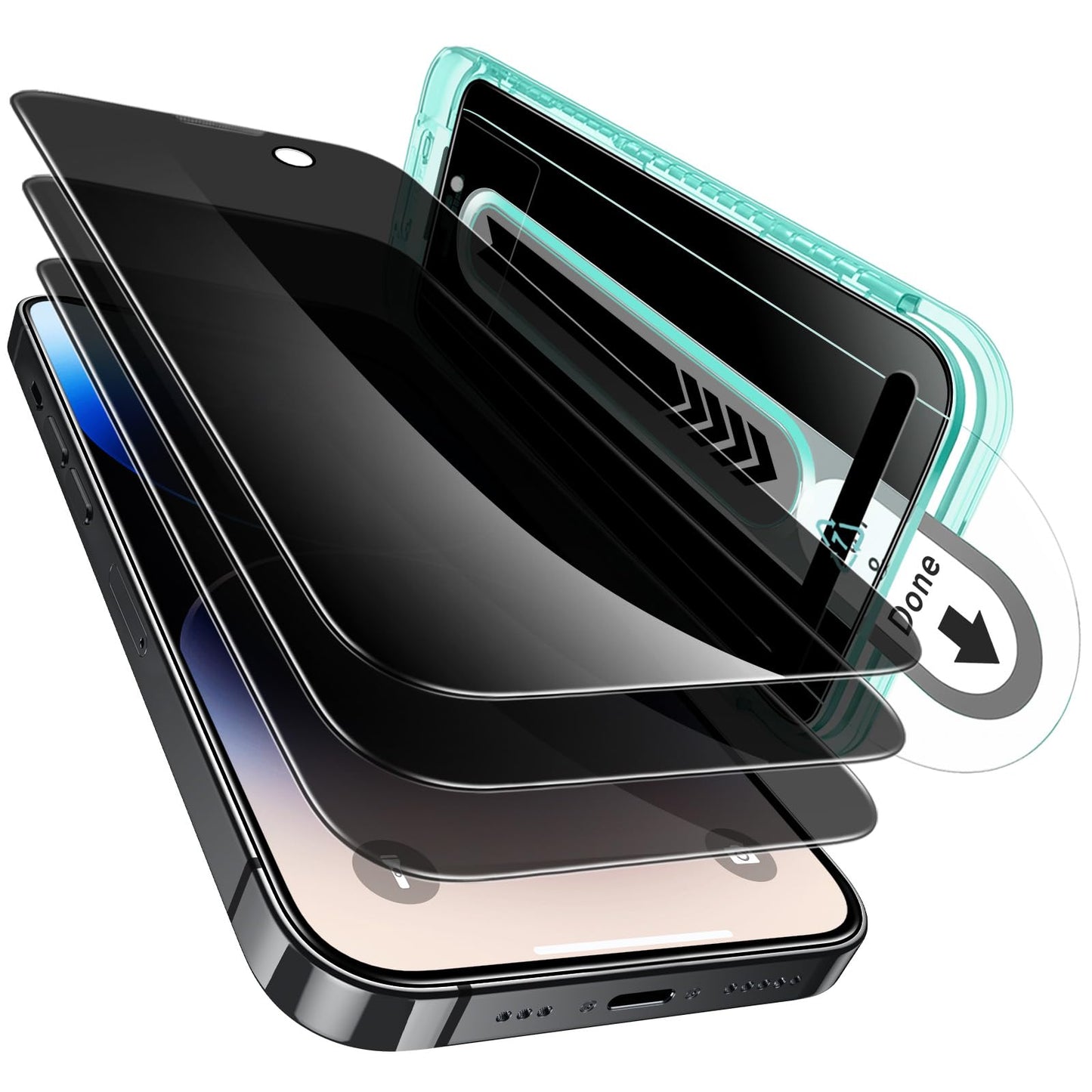 ESR 3 Pack for iPhone 17e/iPhone 16e/iPhone 14/iPhone 13/iPhone 13 Pro Privacy Screen Protector, Anti-spy Tempered-Glass Privacy Screen Protector with Flawless Fit Tray