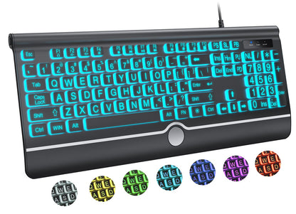 GlowType: Large Print 7-Color Backlit Keyboard
