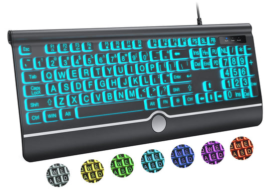 GlowType: Large Print 7-Color Backlit Keyboard