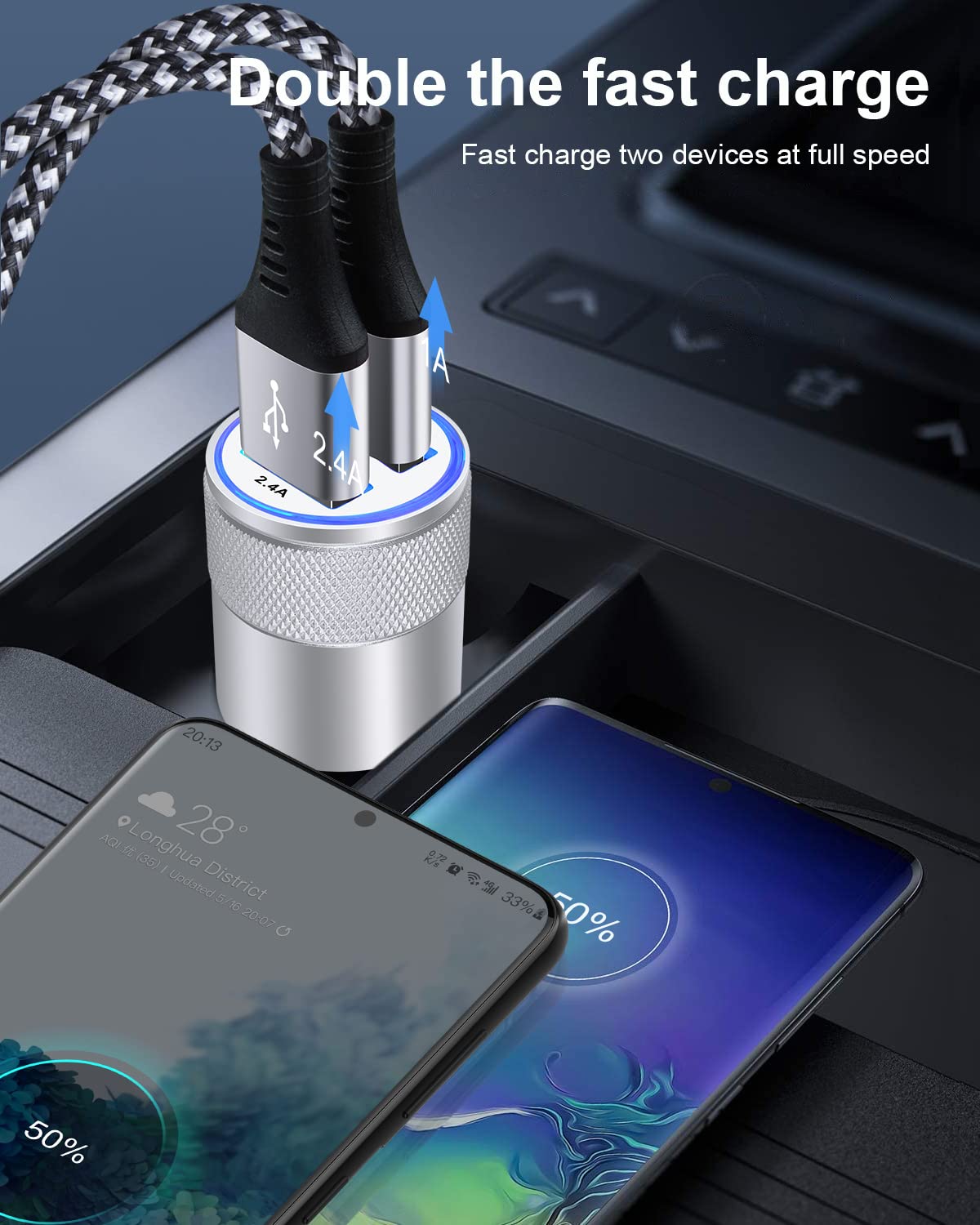 DualBoost Car Charger: Fast 3.4A 2-Pack USB Adapter