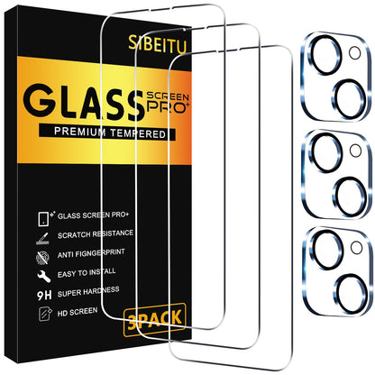 SIBEITU 3+3 Pack Screen Protector for iPhone 17 6.3 Inch Tempered Glass