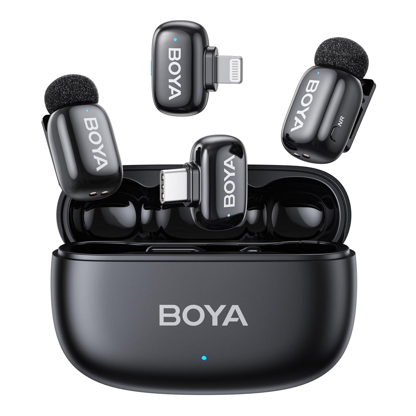 BOYA mini 2 Wireless Lavalier Microphones for iPhone 15/16/17 & Android, AI Noise Cancellation, App Control, 30H Battery Life with Charging Case, Lapel Microphone Wireless for Video Recording Vlogging