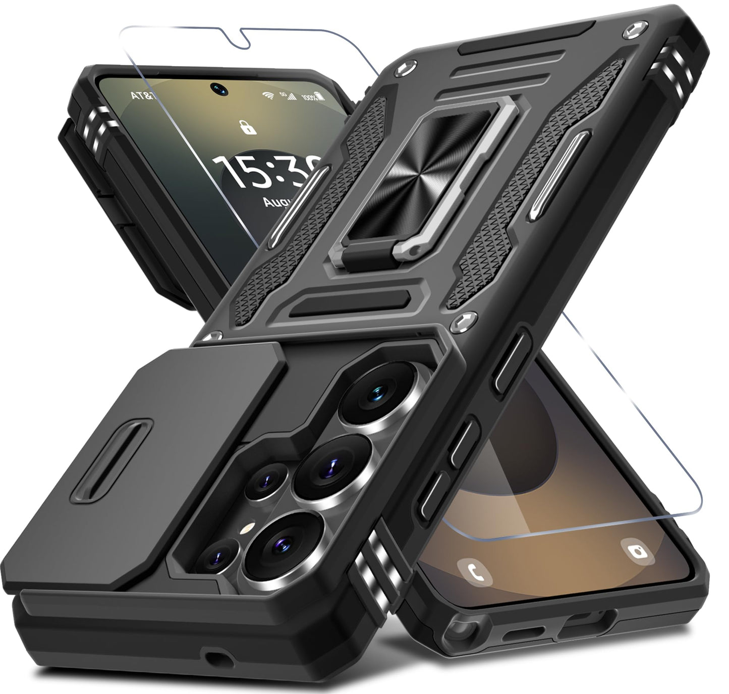 ###DEERLAMN Galaxy A17 Case with Slide Cover-Black
