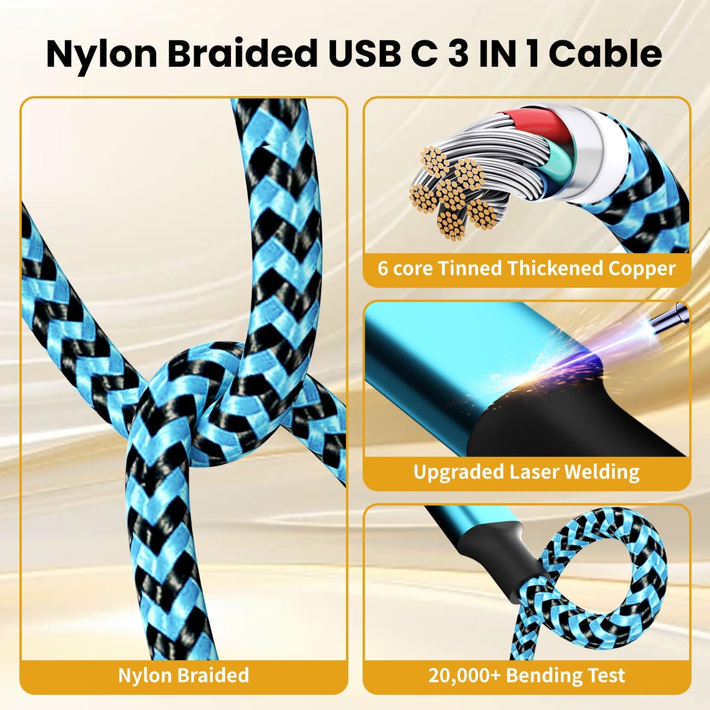 100W USB C 3-in-1 Charging Cable - Small Enterprise