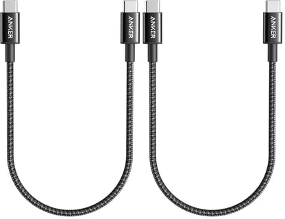 Anker USB C to USB C Cable, Type-C 60W Fast Charging Cable (6 FT, 2Pack) for iPhone 17 Series, iPad mini 6 and More (Black)