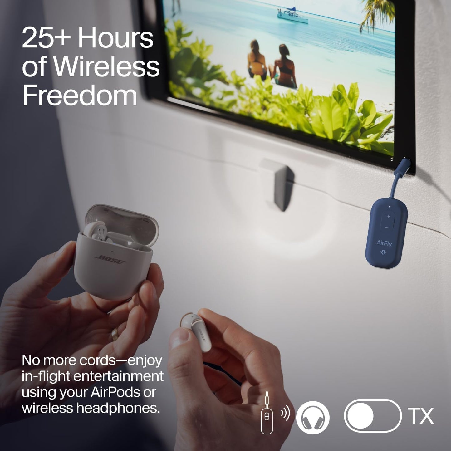 Twelve South AirFly SE | Bluetooth Wireless Audio Transmitter Adapter for AirPods/Headphones, 20+ Hr Battery, Works with 3.5mm aux Jacks on Airplanes, TVs, Gym Equipment, and Travel - Small Enterprise