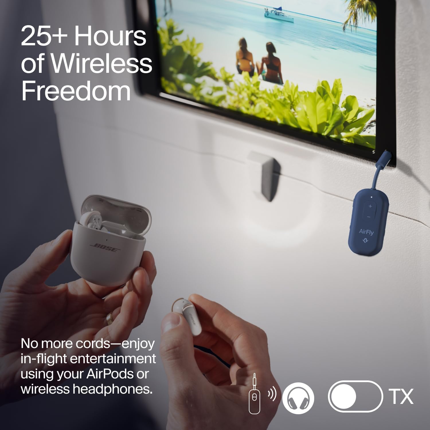 Twelve South AirFly SE | Bluetooth Wireless Audio Transmitter Adapter for AirPods/Headphones, 20+ Hr Battery, Works with 3.5mm aux Jacks on Airplanes, TVs, Gym Equipment, and Travel - Small Enterprise