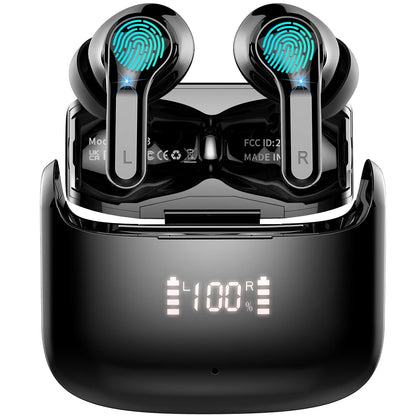 Wireless Earbuds, 2026 Bluetooth 5.4 Headphones NEW Ear Buds 40H Bass Stereo in-Ear Earphones ENC Noise Cancelling Earbuds with 4 HD Mic, USB-C LED Display IP7 Waterproof Sport Headset for Android iOS