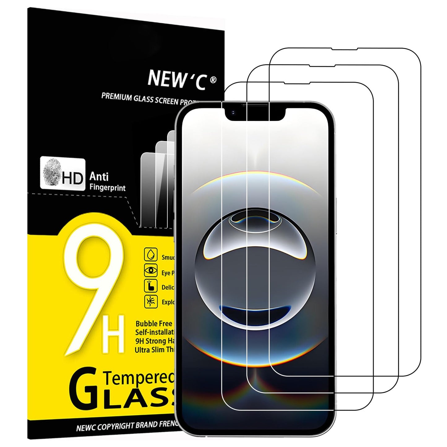 NEW'C 3 Pack iPhone 11/XR Tempered Glass Protectors