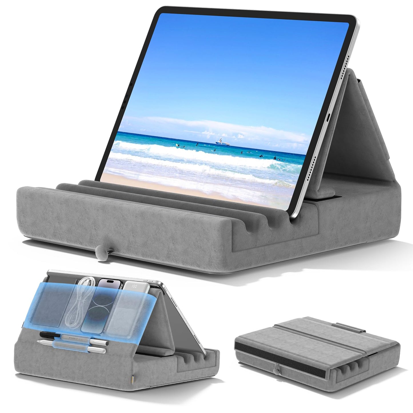 FoldMate: Versatile Tablet Pillow Stand with Pocket